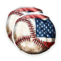 (2 Pack) American Flag Baseball Magnets - Patriotic Sports Fan Decor - USA Baseball Fridge Locker Magnet - 5 Inches On Longest Side - Thick Durable Magnet - Made in USA - MAG36243