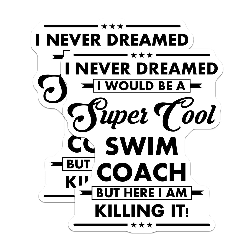 (2 Pack) Swim Coach Stickers - Motivational Swim Quote Stickers - Inspirational Coaching Decal - 5" On Longest Side - Sticks to Smooth Flat Surfaces - Made in USA - BMCS6256
