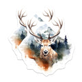 (2 Pack) Deer Mountain Scene Stickers - Nature and Wildlife Stickers - Forest and Adventure Stickers - 5" On Longest Side - Sticks to Smooth Flat Surfaces - Made in USA - BMCS3801