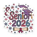 (2 Pack) Senior 2026 Graduation Magnets - Class of 2026 Graduate Decor - High School College Senior - Groovy Grad Magnets - 5 Inches On Longest Side - Thick Durable Magnet - Made in USA - MAG38914