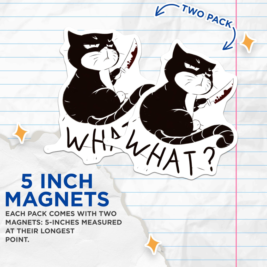 (2 Pack) Evil Cat Magnets - Funny Cat Meme - Sarcastic Cat Decor - 5" On Longest Side - Premium Magnet - for Cars, Refrigerators, Toolboxes, Lockers - Made in USA - MAG14674