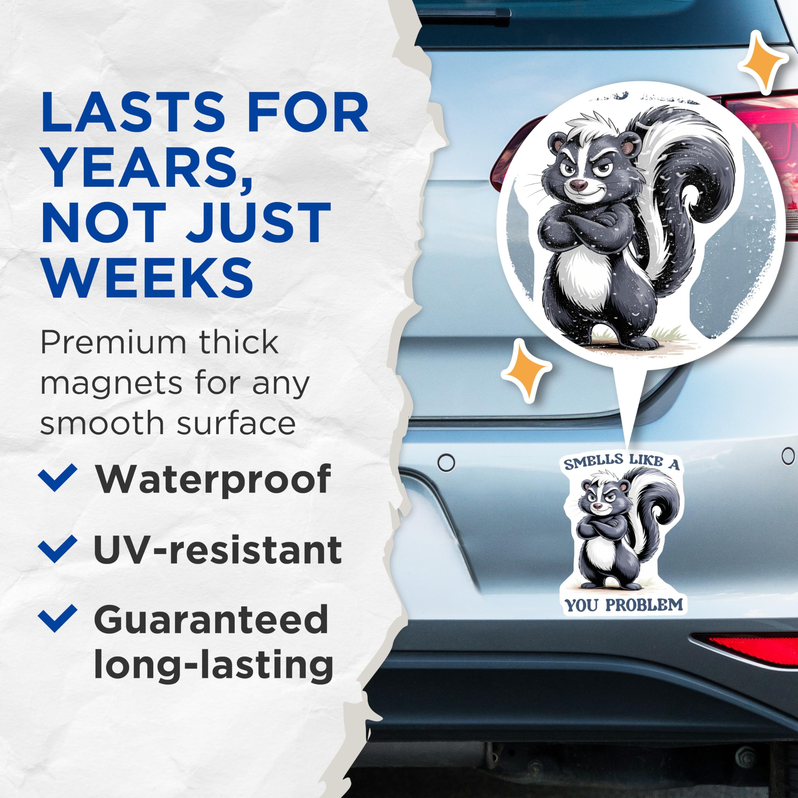 (2 Pack) Funny Skunk Magnets - Sarcastic Meme - Smells Like A You Problem Magnet - 5" On Longest Side - Premium Magnet - for Cars, Refrigerators, Toolboxes, Lockers - Made in USA - MAG15840