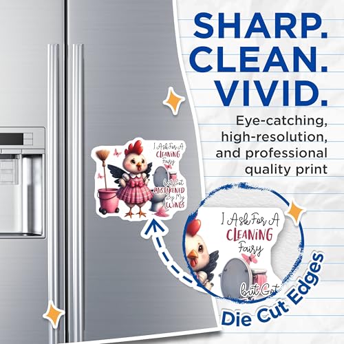 (2 Pack) Chicken Cleaning Fairy Magnets - Funny Cleaning - Humorous Kitchen Magnets - 5" On Longest Side - for Cars, Fridges, Toolboxes - Made in USA - MAG4504