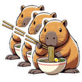 (3 Pack) Capybara Decals - Ramen Lover - Laptop Decal - Funny Animal Decals - 3 Inches On Longest Side - Easy Peel & Apply - Made in USA - 3MCS8666