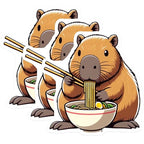 (3 Pack) Capybara Decals - Ramen Lover - Laptop Decal - Funny Animal Decals - 3 Inches On Longest Side - Easy Peel & Apply - Made in USA - 3MCS8666