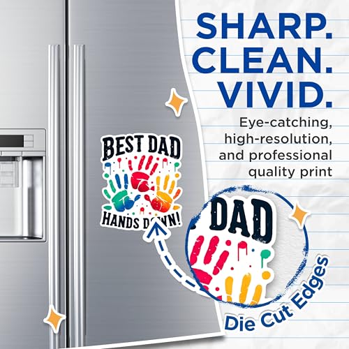 (2 Pack) Best Dad Hands Down Magnets - Colorful Handprint Dad Magnets - Funny Dad Magnets- 5" On Longest Side - for Fridges, Toolboxes, Cars - Made in USA - MAG2699