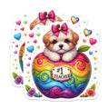 (2 Pack) Teacher Magnets - Puppy Dog Magnets - Rainbow Apple Decor - 5" On Longest Side - Premium Magnet - for Cars, Refrigerators, Toolboxes, Lockers - Made in USA - MAG14242