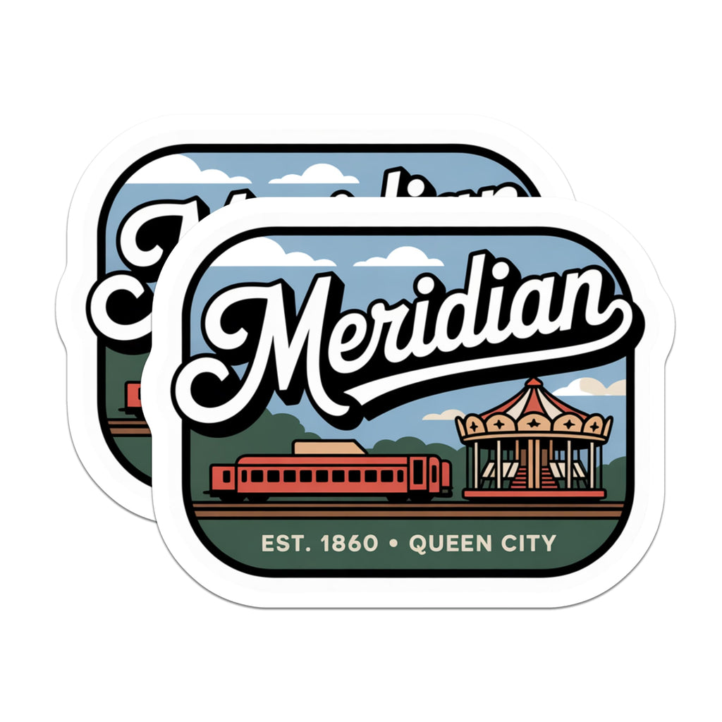 (2 Pack) Meridian Mississippi Magnets - Queen City Souvenir - Travel Memorabilia - 5" On Longest Side - Premium Magnet - for Cars, Refrigerators, Toolboxes, Lockers - Made in USA - MAG18158