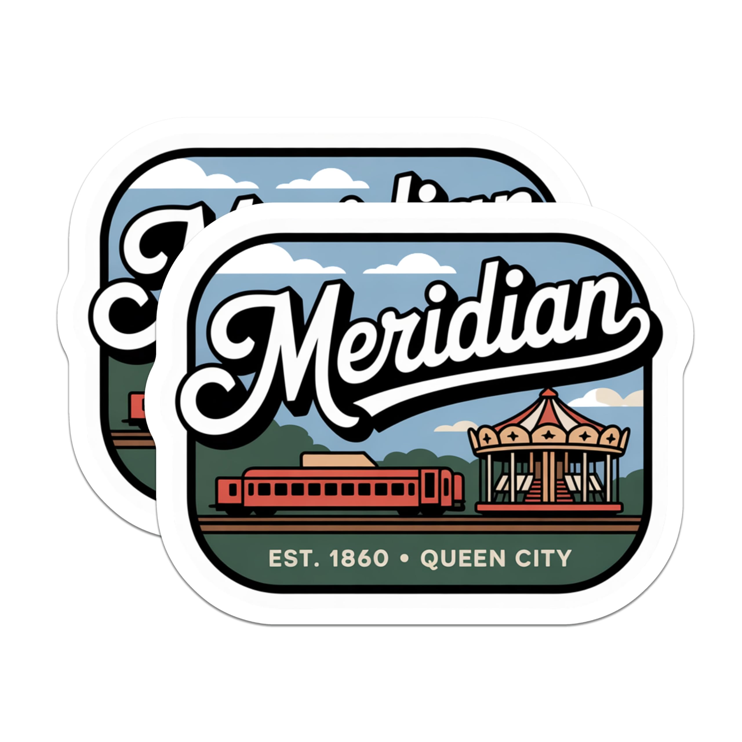 (2 Pack) Meridian Mississippi Magnets - Queen City Souvenir - Travel Memorabilia - 5" On Longest Side - Premium Magnet - for Cars, Refrigerators, Toolboxes, Lockers - Made in USA - MAG18158