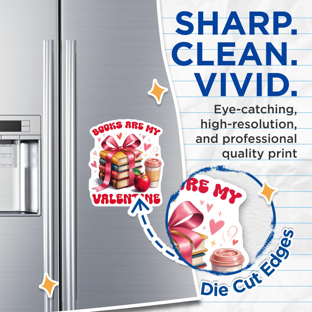 (2 Pack) Books are My Valentine Magnets - Valentines Day - Book Lover Magnets - 5" On Longest Side - Premium Magnet - for Cars, Refrigerators, Toolboxes, Lockers - Made in USA - MAG16759