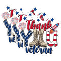 (3 Pack) Veteran Decals - Thank You Military - Patriotic Stickers - 3 Inches On Longest Side - Easy Peel & Apply - Made in USA - 3MCS7120