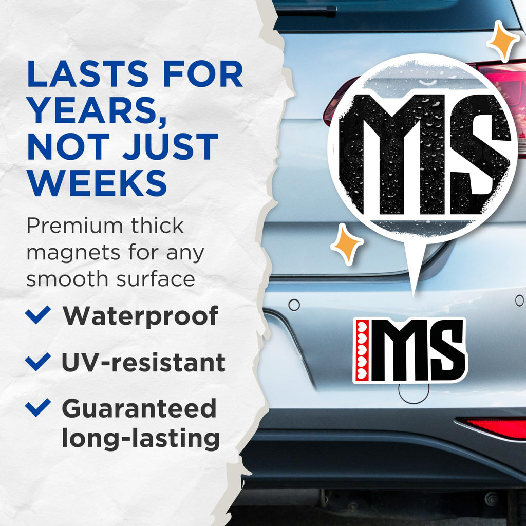 (2 Pack) IMS Initial Magnets - Monogram Letters- Heart Pattern - Black and Red Magnets - 5" On Longest Side - Premium Magnet - for Cars, Refrigerators, Toolboxes, Lockers - Made in USA - MAG18601