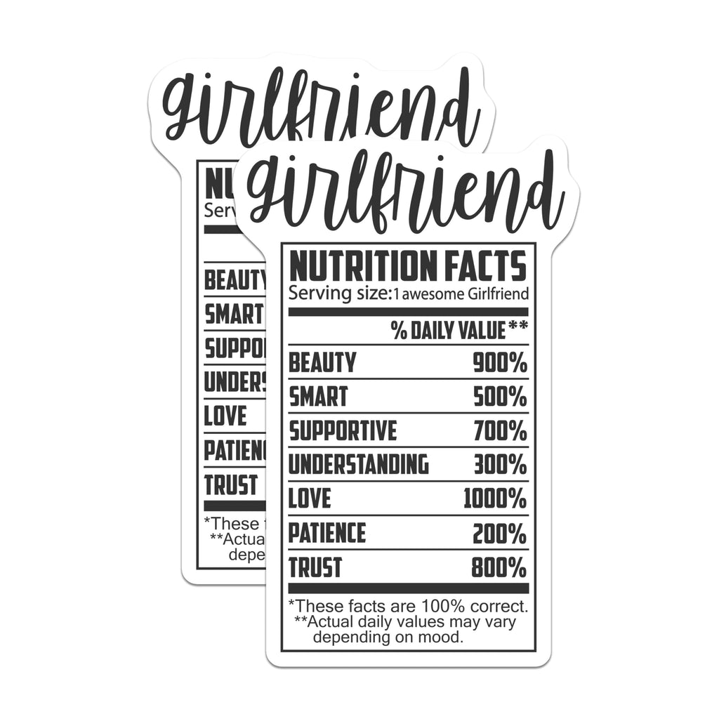 (2 Pack) Girlfriend Magnets - Funny Nutrition Facts - Cute Girlfriend Decor - 5" On Longest Side - Premium Magnet - for Cars, Refrigerators, Toolboxes, Lockers - Made in USA - MAG16419