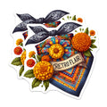 (2 Pack) Retro Chic Flower Stickers - Boho Floral Design - Funky Bandana Art - 5" On Longest Side - Sticks to Smooth Flat Surfaces - Made in USA - BMCS8844 - Vibrant Retro Flair Decal