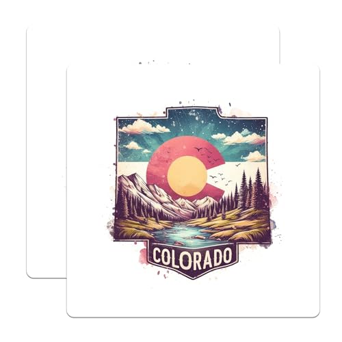 (2 Pack) Colorado Scenery Stickers - Nature Landscape Stickers - Mountain River Decal - Adventure Outdoor Art - 5" On Longest Side - Sticks to Smooth Flat Surfaces - Made in USA - BMCS4814
