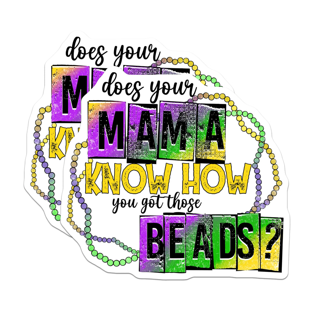 (2 Pack) Humorous Mardi Gras Mama Quote Magnets - Festive Fat Tuesday Fridge Accessories - Carnival Celebration Decor - 5 Inches On Longest Side - Thick Durable Magnet - Made in USA - MAG24543