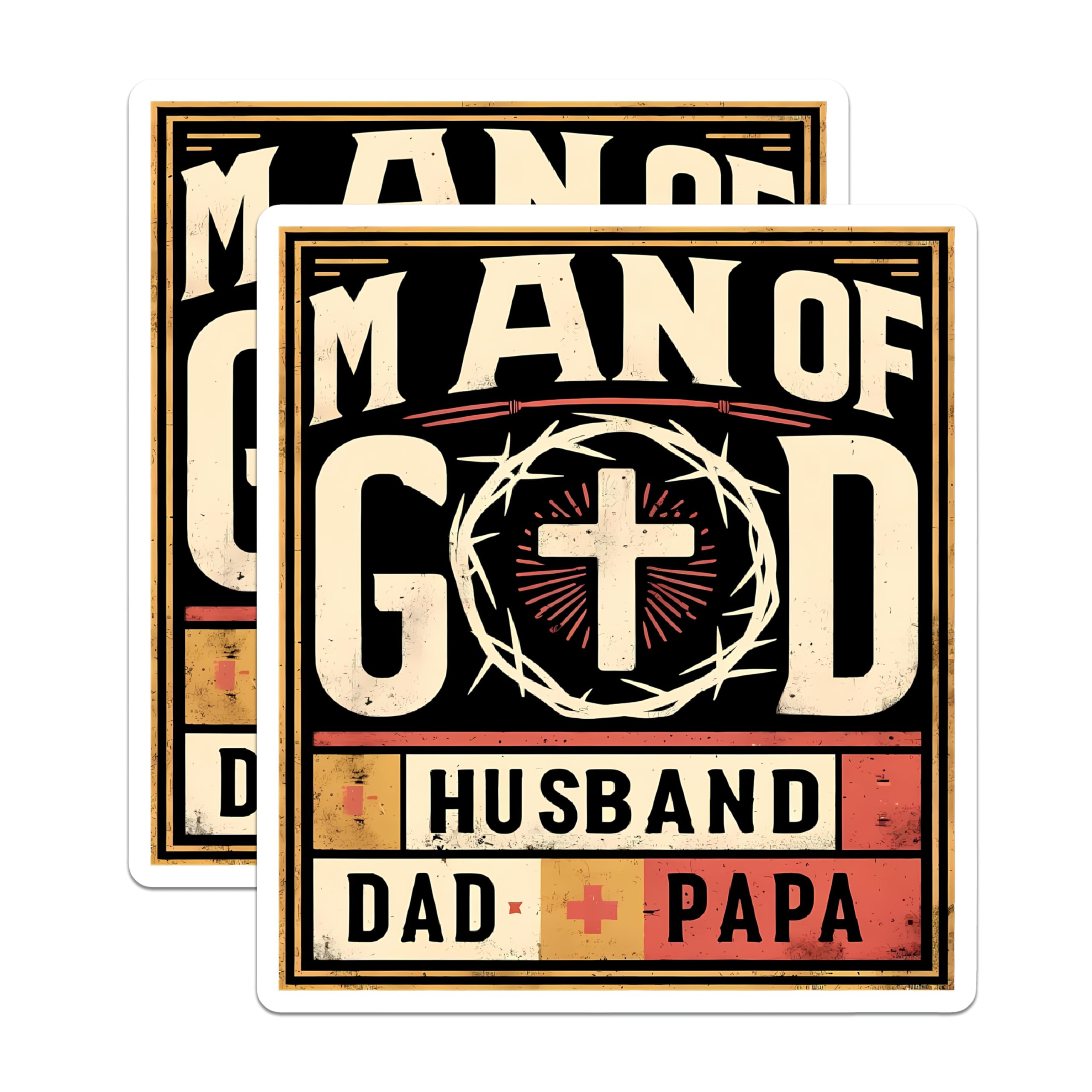 (2 Pack) Man of God Magnets - Christian Husband Dad Papa - Faith Based Religious Decor for Men - 5 Inches On Longest Side - Thick Durable Magnet - Made in USA - MAG28957