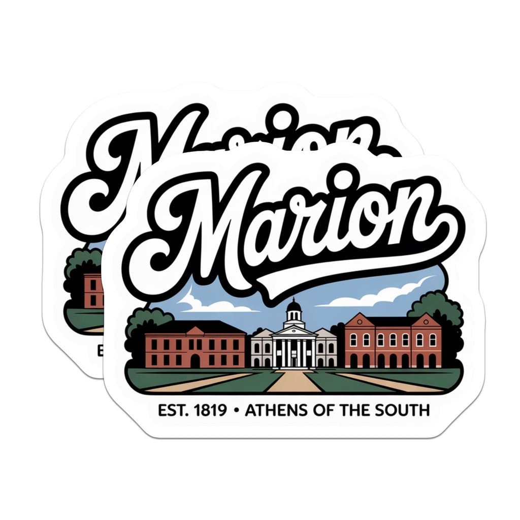 (2 Pack) Marion Alabama Magnets - Athens of The South Decor - University Landmarks Souvenir - 5" On Longest Side - Premium Magnet - for Cars, Refrigerators, Toolboxes, Lockers - Made in USA - MAG18155