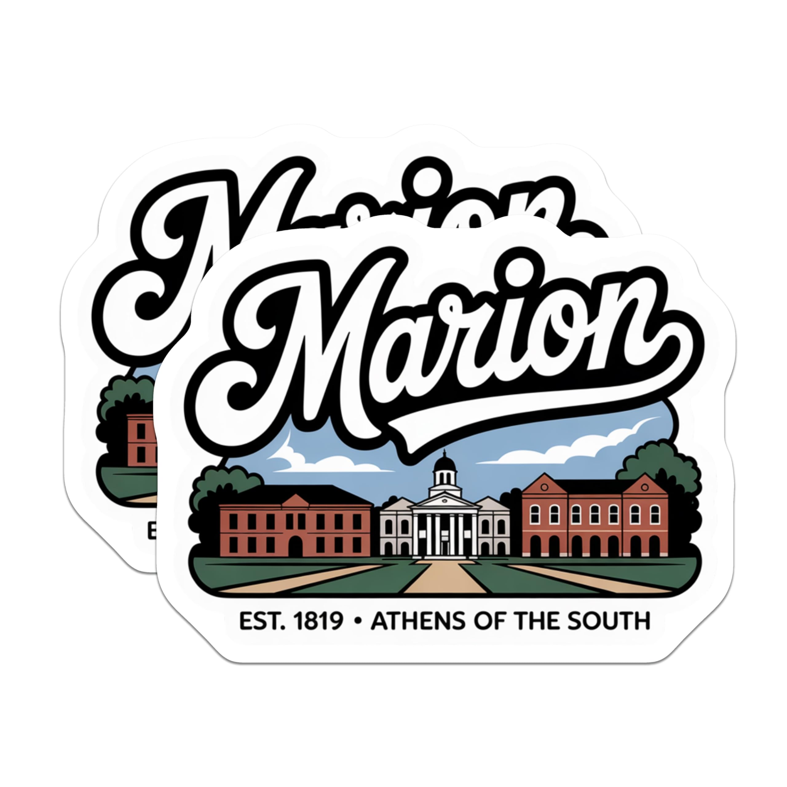 (2 Pack) Marion Alabama Magnets - Athens of The South Decor - University Landmarks Souvenir - 5" On Longest Side - Premium Magnet - for Cars, Refrigerators, Toolboxes, Lockers - Made in USA - MAG18155