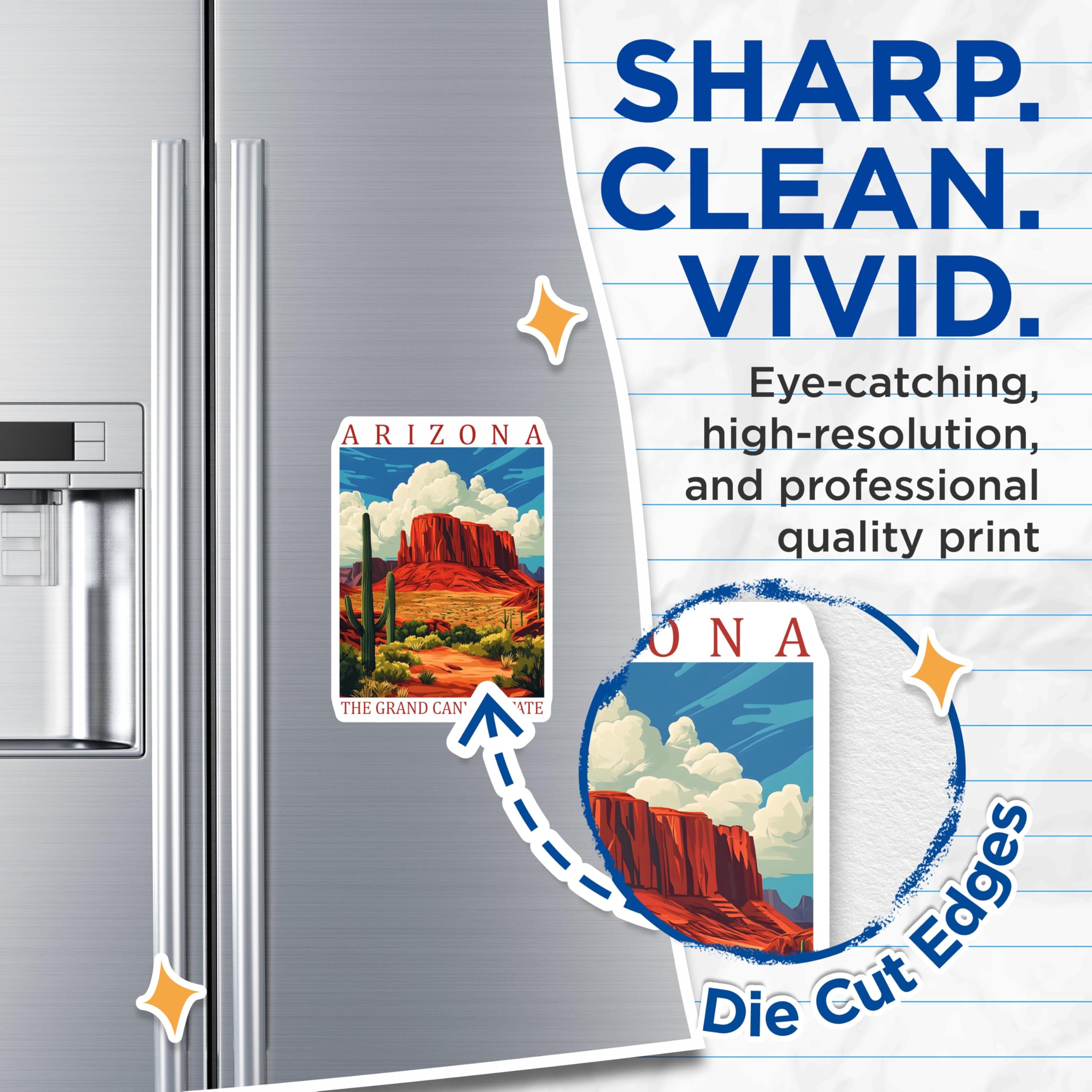 (2 Pack) Arizona Magnets - Grand Canyon State - Southwestern Desert Decor - 5" On Longest Side - Premium Magnet - for Cars, Refrigerators, Toolboxes, Lockers - Made in USA - MAG18705