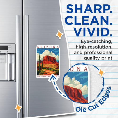 (2 Pack) Arizona Magnets - Grand Canyon State - Southwestern Desert Decor - 5" On Longest Side - Premium Magnet - for Cars, Refrigerators, Toolboxes, Lockers - Made in USA - MAG18705