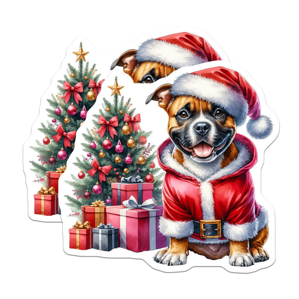 (2 Pack) Christmas Dog Magnets - Santa Puppy Decor - Holiday Pet Refrigerator - 5 Inches On Longest Side - Thick Durable Magnet - Made in USA - MAG27913
