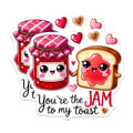(2 Pack) Jam Toast Magnets - Cute Couple Food Art - Sweet Love Kitchen Decor - Refrigerator Valentines Day Anniversary - 5 Inches On Longest Side - Thick Durable Magnet - Made in USA - MAG19741
