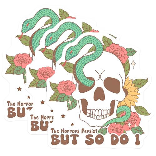 (3 Pack) Floral Skull Decals - Snake Decal - Aesthetic Decal- 3 Inches On Longest Side - Easy Peel & Apply - Made in USA - 3MCS5965