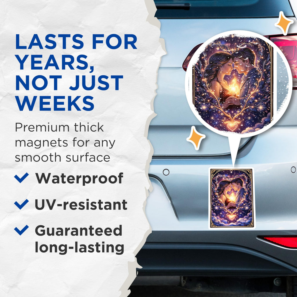 (2 Pack) Romantic Couple Magnets - Stargazing Lovers - Heart of Stars Art - 5" On Longest Side - Premium Magnet - for Cars, Refrigerators, Toolboxes, Lockers - Made in USA - MAG16032