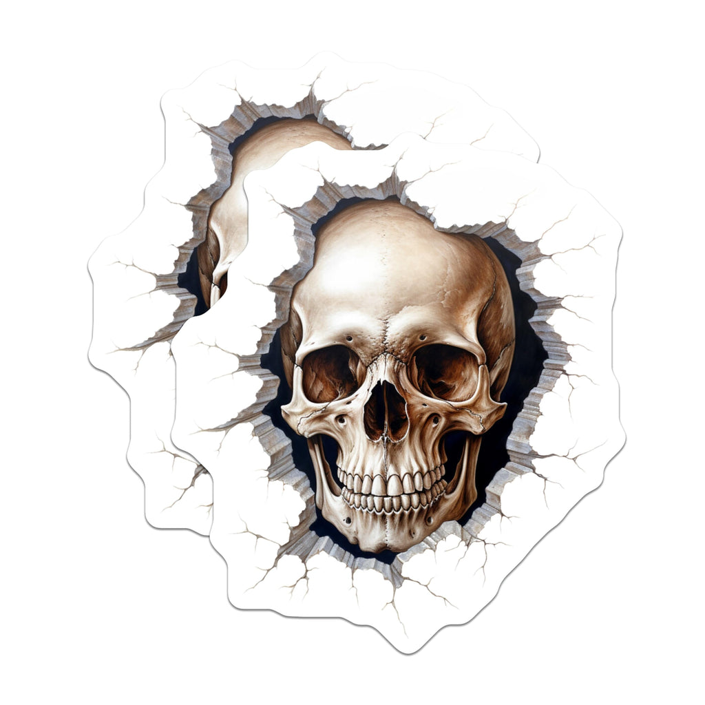 (2 Pack) Realistic Skull Magnets - Creepy Macabre Wall Illusion Art - Gothic Human Skeleton Decor - 5 Inches On Longest Side - Thick Durable Magnet - Made in USA - MAG20251