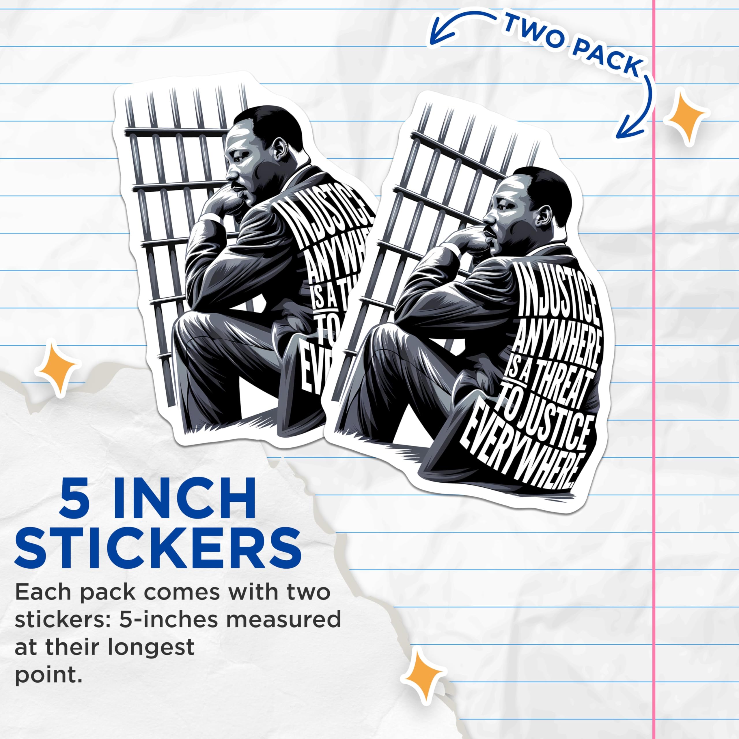 (2 Pack) Injustice Anywhere Stickers - Inspirational Quote Stickers - Social Justice Stickers - 5" On Longest Side - Sticks to Smooth Flat Surfaces - Made in USA - BMCS3754