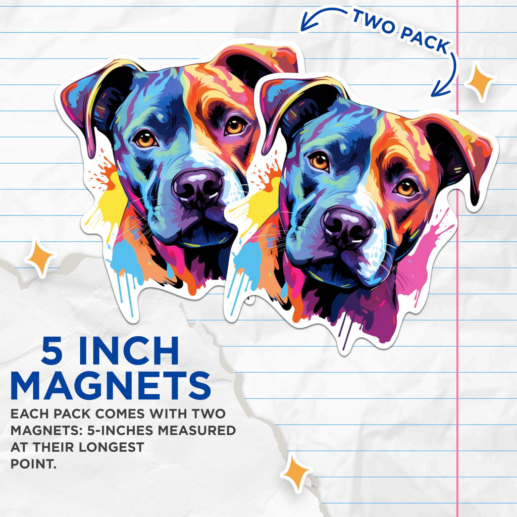 (2 Pack) American Staffordshire Terrier Dog Breed Magnets - 5 Inches On Longest Side - Choose from Over 100 Dog Breeds - for Cars, Refrigerators, Toolboxes - Made in USA - MAG1755