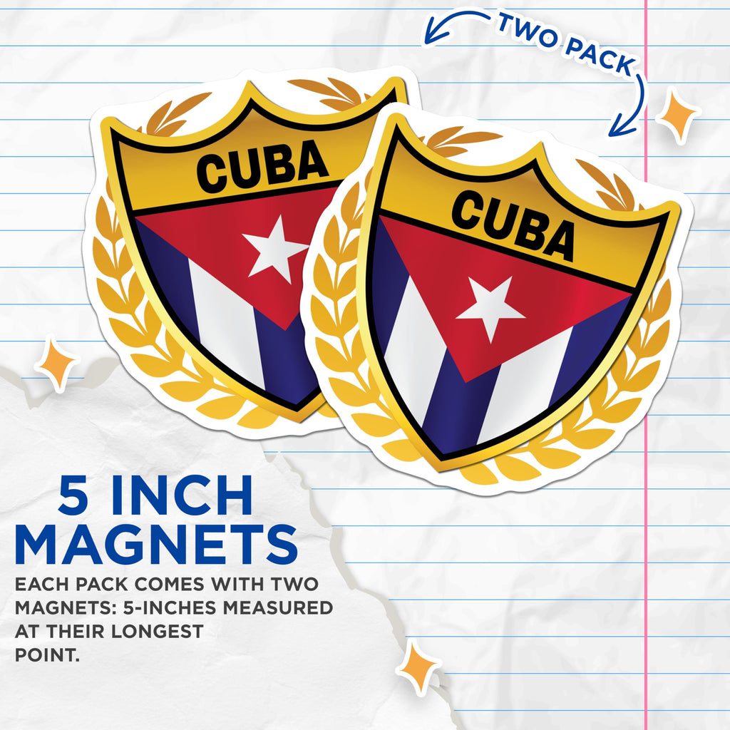 (2 Pack) Cuba Flag Magnets - Cuban Pride Decor - Souvenir Magnet Set - 5" On Longest Side - Premium Magnet - for Cars, Refrigerators, Toolboxes, Lockers - Made in USA - MAG18305
