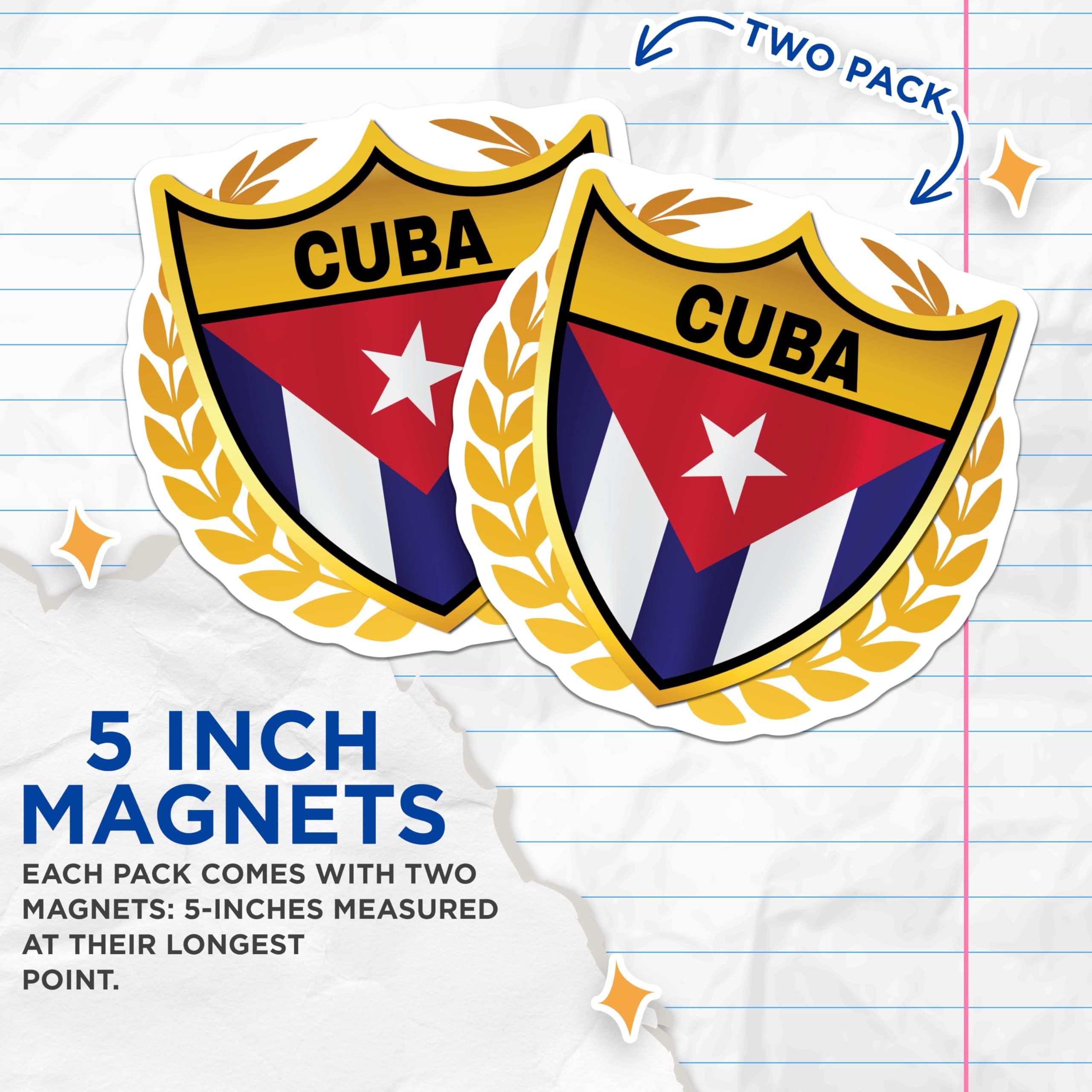 (2 Pack) Cuba Flag Magnets - Cuban Pride Decor - Souvenir Magnet Set - 5" On Longest Side - Premium Magnet - for Cars, Refrigerators, Toolboxes, Lockers - Made in USA - MAG18305