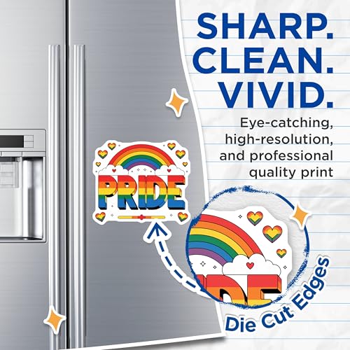 (2 Pack) Pride Magnets Magnets - Rainbow Decor - LGBTQ+ Support - 5" On Longest Side - Made in USA - Sticks to Refrigerators & Metal Surfaces - MAG9155