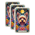 (3 Pack) Yorkshire Terrier Decals - Tarot Card Art - Dog Breed Sticker - 3 Inches On Longest Side - Easy Peel & Apply - Made in USA - 3MCS4340