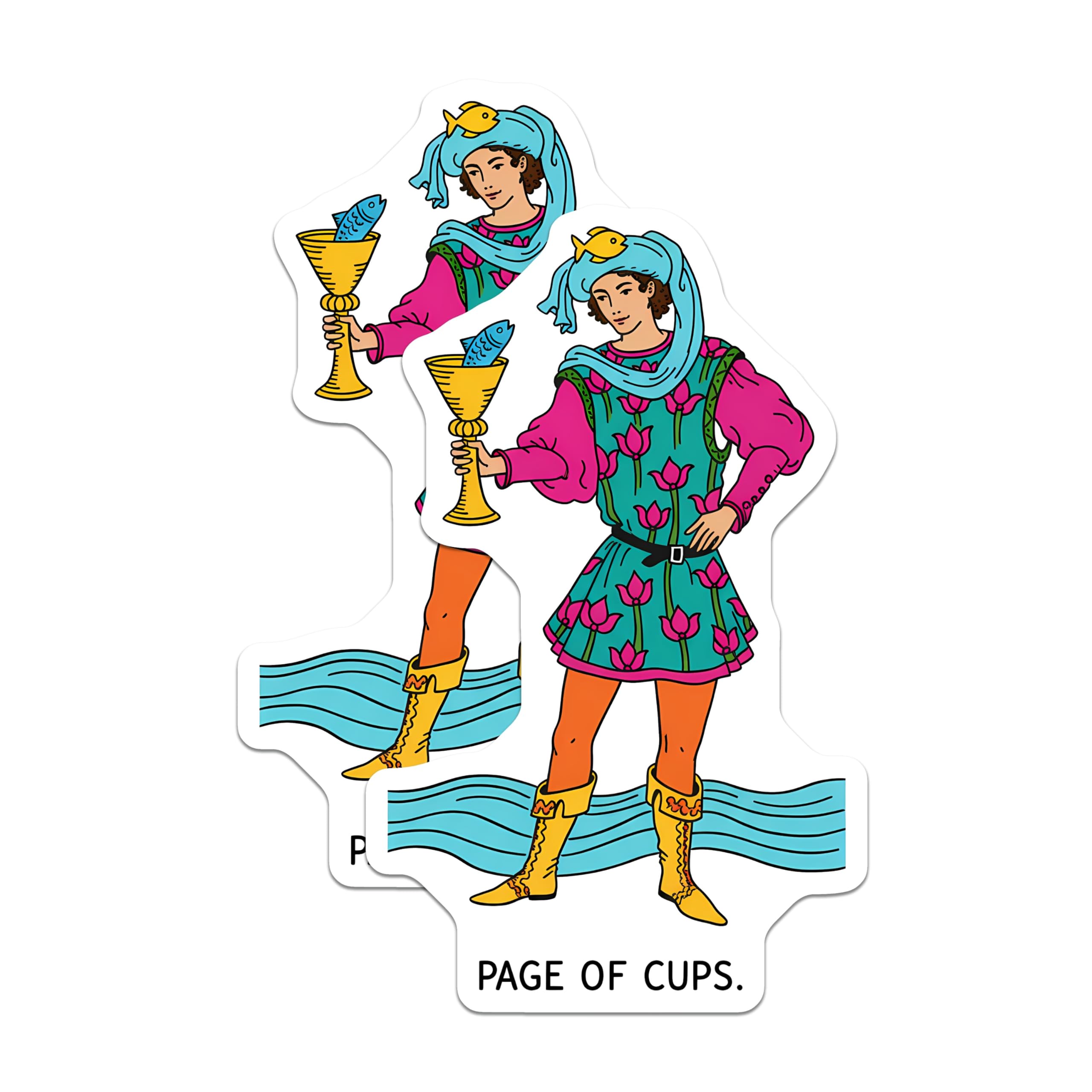 (2 Pack) Page of Cups Tarot Card Magnets - Psychic Oracle Divination Art - Mystic Altar Refrigerator Decor - 5 Inches On Longest Side - Thick Durable Magnet - Made in USA - MAG20237