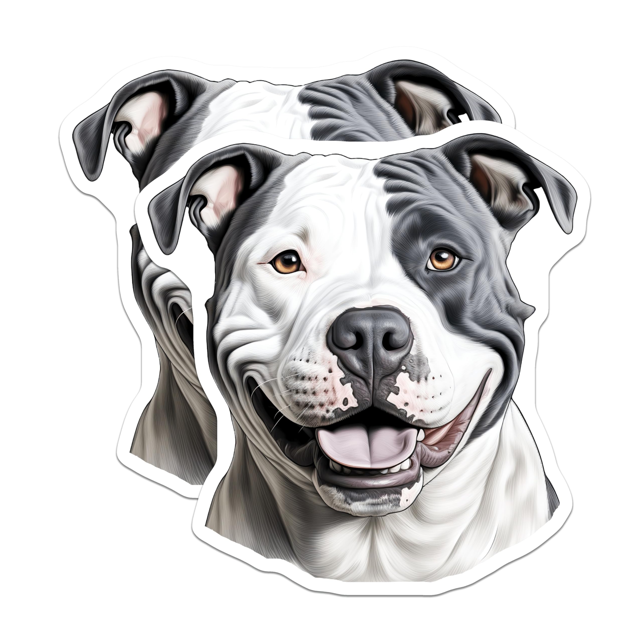 (2 Pack) Pitbull Dog Magnets - Smiling Happy Staffy Art - Pet Parent Refrigerator Decor - 5 Inches On Longest Side - Thick Durable Magnet - Made in USA - MAG28991