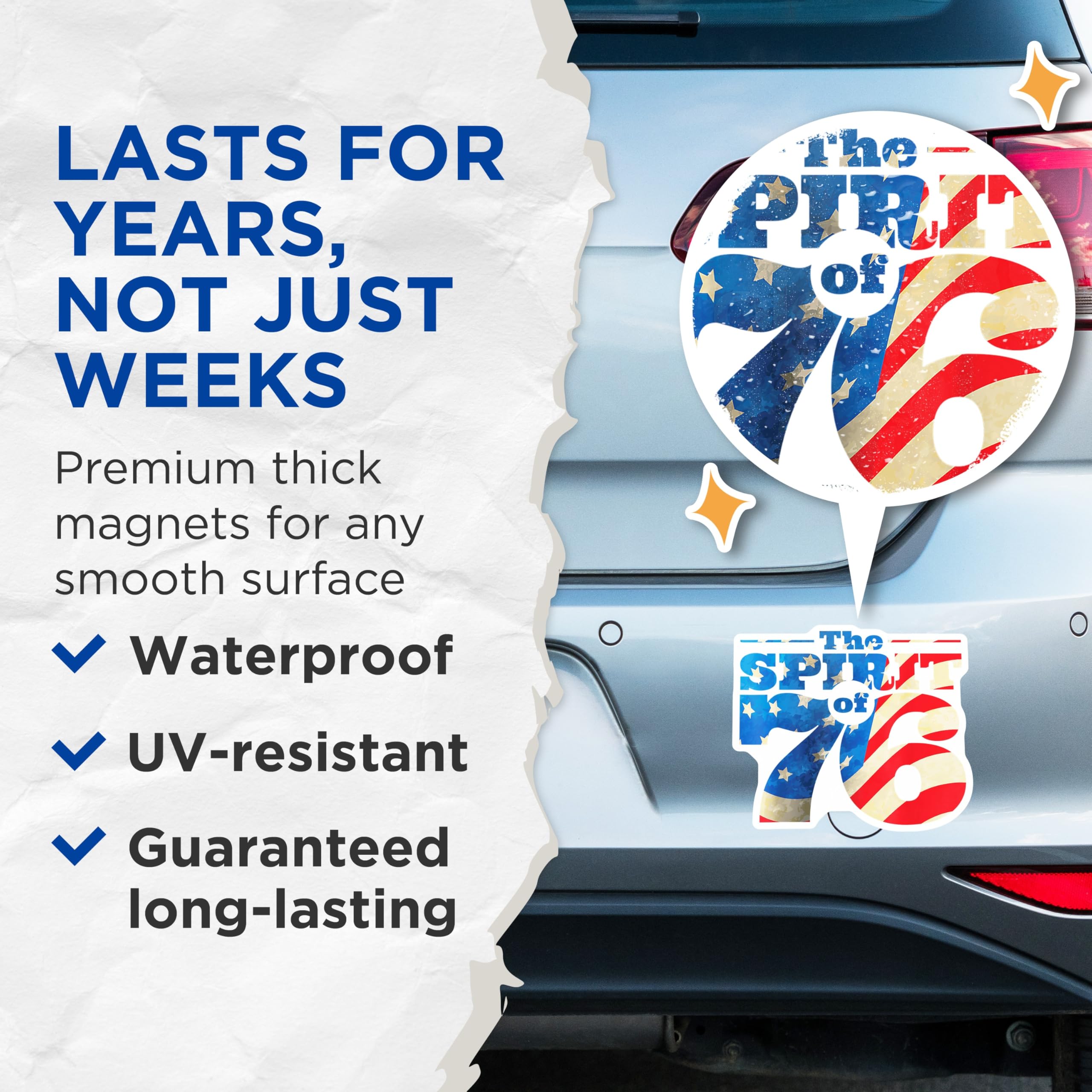 (2 Pack) Spirit of 76 Magnets - Patriotic American Flag - Independence Day Decor - Revolutionary War History - 5 Inches On Longest Side - Thick Durable Magnet - Made in USA - MAG30082