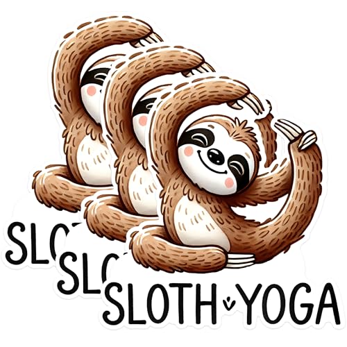 (3 Pack) Sloth Yoga Decals - Cute Animal Stickers - Laptop Decal - 3 Inches On Longest Side - Easy Peel & Apply - Made in USA - 3MCS1550