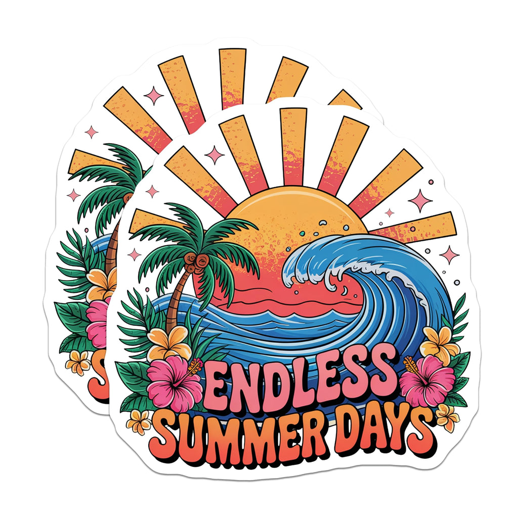 (2 Pack) Endless Summer Days Magnets - Tropical Beach Decor - Hibiscus Flower Fridge - 5" On Longest Side - Sticks to Smooth Flat Surfaces - Made in USA - MAG10476