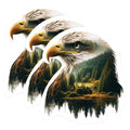 (3 Pack) Eagle Forest Decals - Bird of Prey Art - Wilderness Landscape Stickers - 3 Inches On Longest Side - Easy Peel & Apply - Made in USA - 3MCS1143