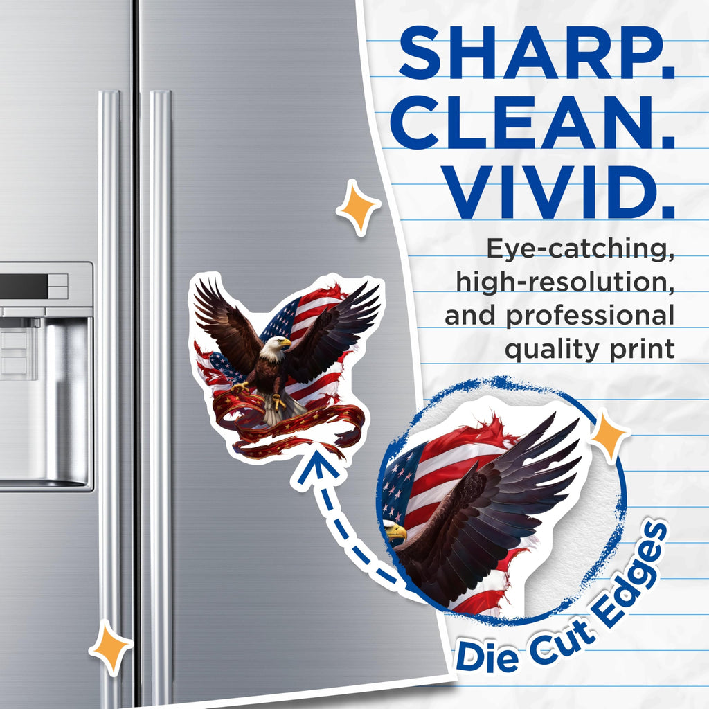 (2 Pack) American Eagle Magnets - USA Flag Patriot - Independence Day Decor - 5 Inches On Longest Side - Thick Durable Magnet - Made in USA - MAG21991