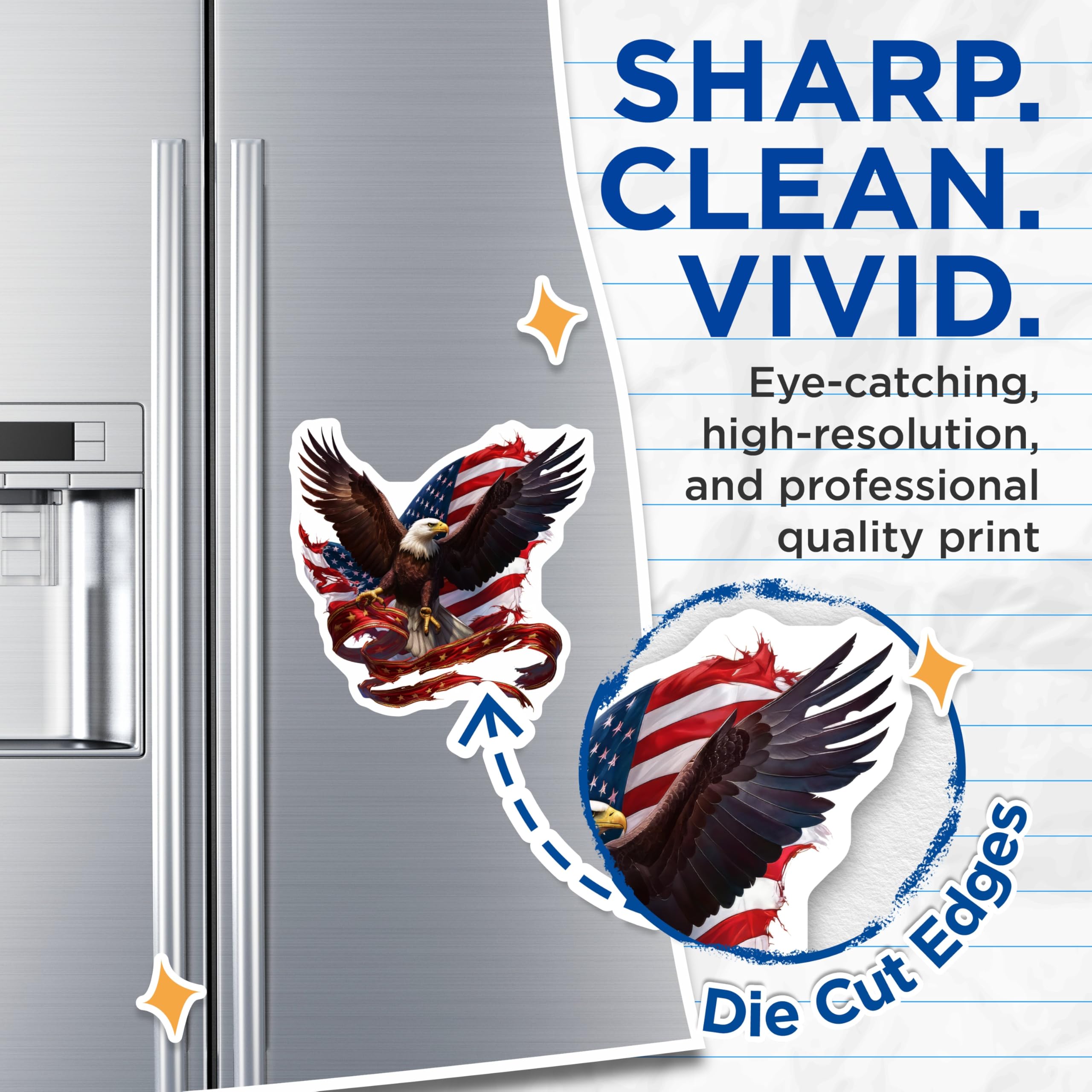 (2 Pack) American Eagle Magnets - USA Flag Patriot - Independence Day Decor - 5 Inches On Longest Side - Thick Durable Magnet - Made in USA - MAG21991