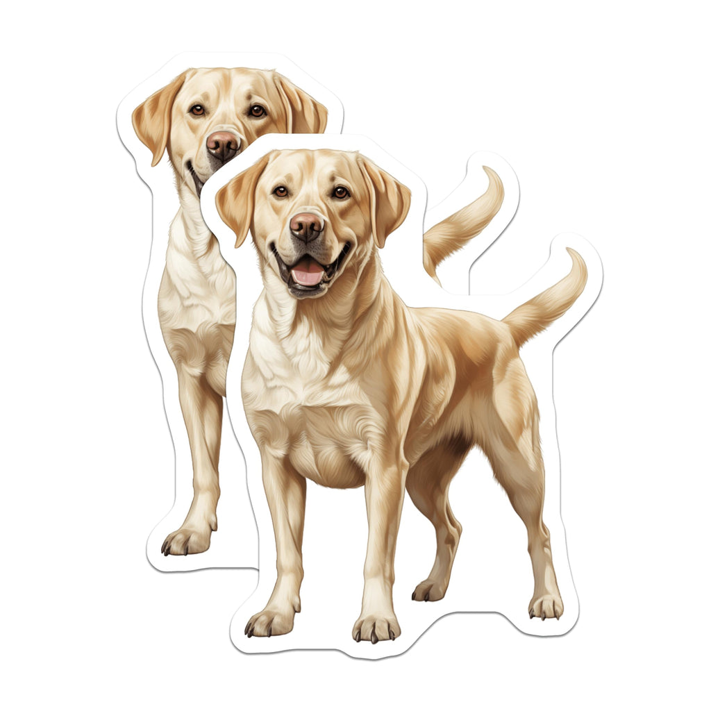 (2 Pack) Yellow Labrador Retriever Magnets - Happy Dog Owner Refrigerator Decor - Realistic Pet Art - 5 Inches On Longest Side - Thick Durable Magnet - Made in USA - MAG30237