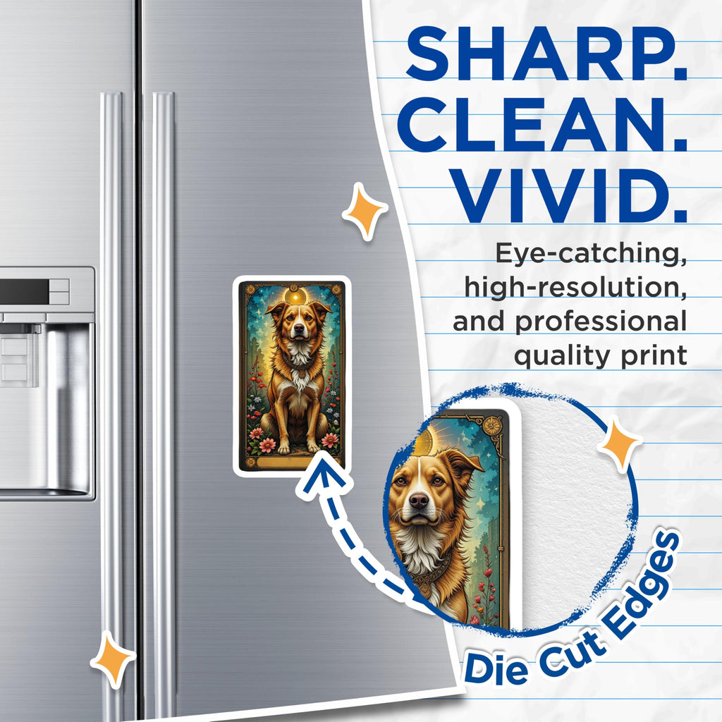 (2 Pack) Golden Retriever Tarot Magnets - Celestial Dog Art - Mystical Animal Fridge Decor - 5 Inches On Longest Side - Thick Durable Magnet - Made in USA - MAG22299