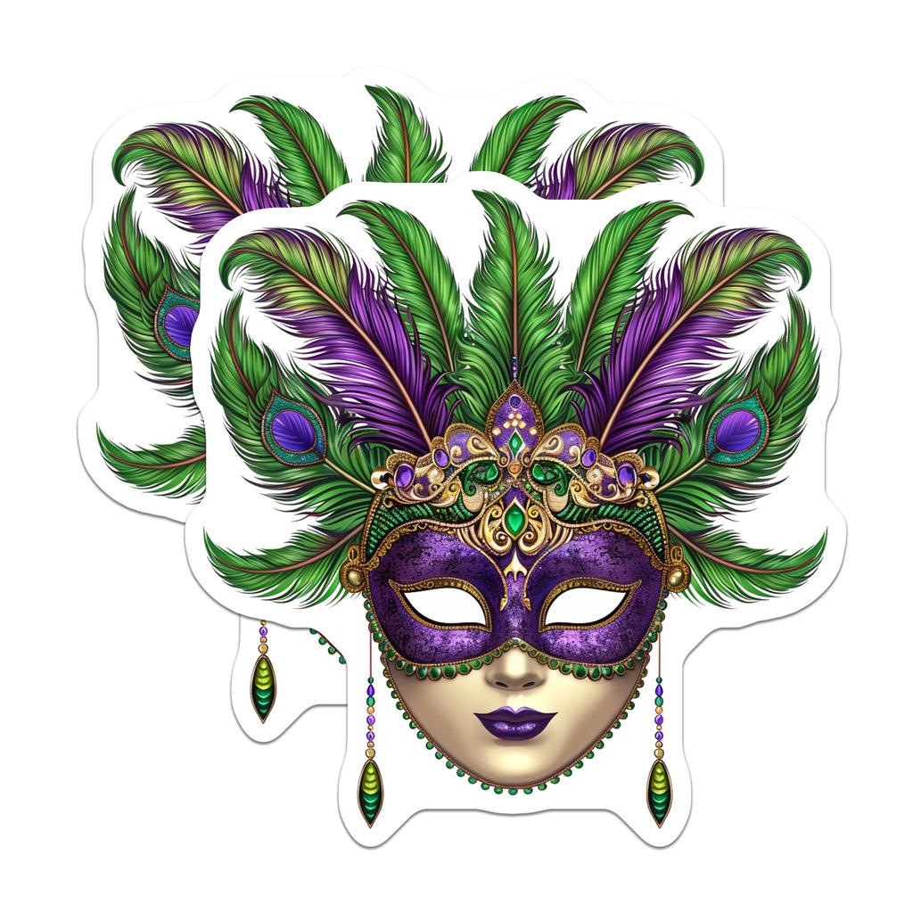 (2 Pack) Mardi Gras Mask Magnets - New Orleans Decor - Festive Refrigerator Accessories - 5 Inches On Longest Side - Thick Durable Magnet - Made in USA - MAG39857