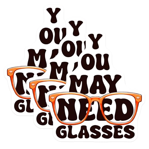 (3 Pack) You Need Glasses Decals - Retro Style - Eyeglasses Stickers - 3 Inches On Longest Side - Easy Peel & Apply - Made in USA - 3MCS6838