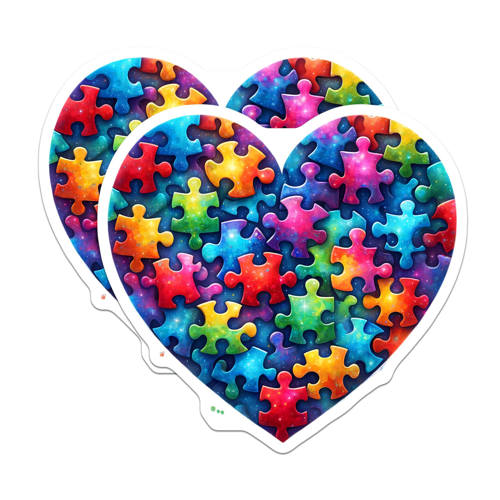 (2 Pack) Heart Puzzle Piece Magnets - 5" On Longest Side - for Cars, Fridges, Toolboxes - Made in USA - MAG7907