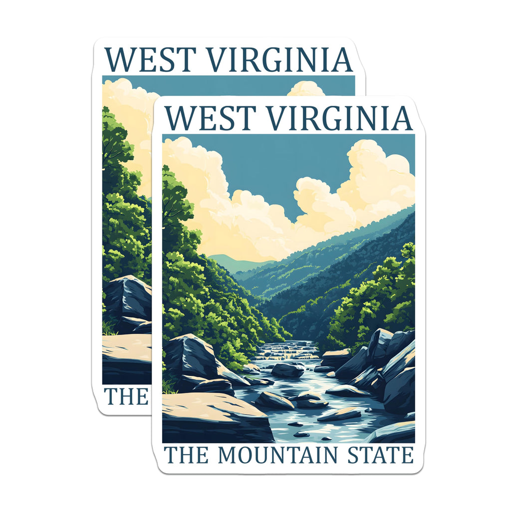 (2 Pack) West Virginia Magnets - Mountain State Art - WV Travel Souvenir - 5" On Longest Side - Premium Magnet - for Cars, Refrigerators, Toolboxes, Lockers - Made in USA - MAG17321